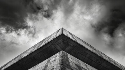 Poster - Dramatic Architectural Corner Against Moody Cloudy Sky Landscape