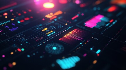 Poster - Colorful Digital Screen with Data Visualizations and Graphs