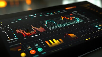 Poster - Vibrant Digital Financial Interface with Candlestick Charts and Data