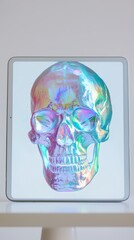Poster - Colorful Skull 3D Model Displayed on Tablet Screen Education Art