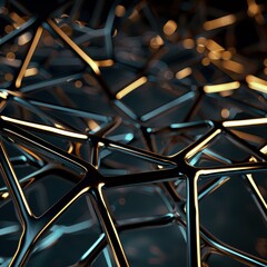 Poster - Abstract network structure with glowing lines and dark background