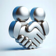 © Netaya - 3D Glossy Hands Shaking Symbolizing Partnership Agreement Collaboration White Background