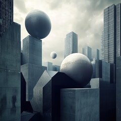 Poster - Abstract Geometric Structures and Spheres in Urban Landscape Design