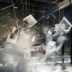 Poster - Abstract Geometric Shapes Floating in Modern Artistic Space