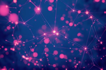 Poster - Colorful Abstract Network with Bright Nodes and Lines
