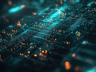 Poster - Abstract Technology Background with Glowing Digital Connections