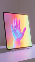 Poster - Futuristic Hand Display with Vibrant Colors and Modern Aesthetic