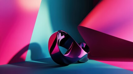 Poster - Abstract Sculpture in Vibrant Colors with Play of Light and Shadow