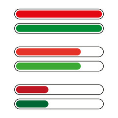 Poster - progress bars. red and green sliders. loading vector elements. minimal interface concept.