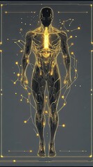 Poster - Glowing Humanoid Figure Networked Circuitry