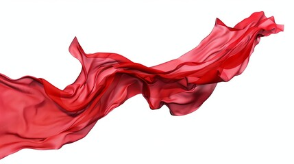 Poster - A flowing piece of red fabric, isolated on white.