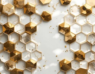 Aufkleber - Golden and White Hexagon Pattern