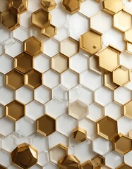 Aufkleber - Golden and White Hexagon Pattern