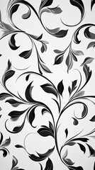 Wall Mural - Elegant Black And Grey Floral Swirls Design