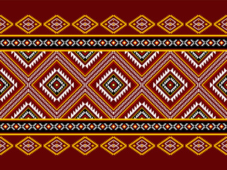 Wall Mural - Geometric ethnic oriental seamless pattern traditional Design for background,carpet,wallpaper.clothing,wrapping,Batik fabric,Vector illustration.embroidery style - Sadu, sadou, sadow or sado