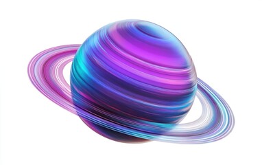 Poster - Abstract iridescent planet with vibrant rings.