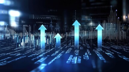 Poster - Corporate futuristic concept of upward arrows business environment data visualization digital growth technology viewpoint