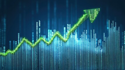Poster - Dynamic financial growth chart with glowing data visualization business environment digital concept