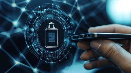 Poster - Cyber data security measures in modern technology digital safeguarding graphic visualization futuristic environment close-up view