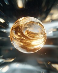 Poster - Dynamic liquidlike metallic sphere morphing in midair futuristic environment digital artwork high-speed perspective