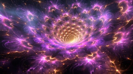 Poster - Dynamic abstract fractal light trails electric purple aesthetic digital art vivid environment visual perspective