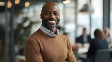 Poster - Smiling executive standing in front AI generated illustration