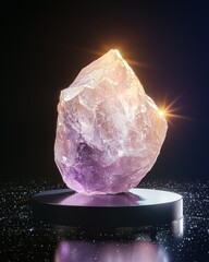 Poster - Raw sugilite stone glowing in deep purple tones studio setting dark background gemstone concept
