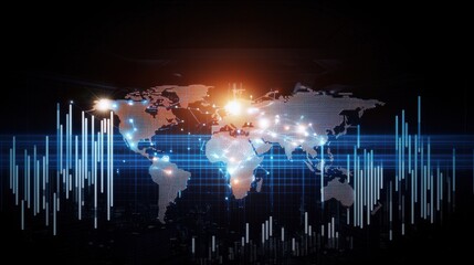 Poster - Global tech innovation visualization digital world map infographic display high-tech environment futuristic concept