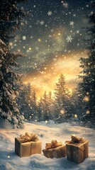Poster - Sophisticated winter holiday scene with AI generated illustration