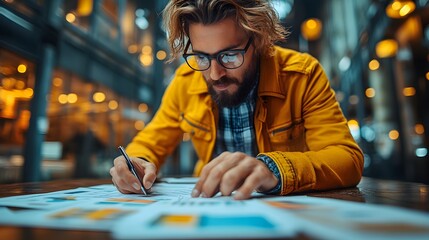 Poster - Stylish entrepreneur reviewing a business AI generated illustration