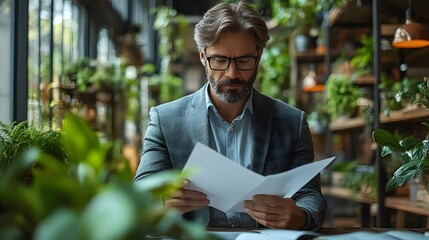 Poster - stylish entrepreneur reviewing a business ai generated illustration