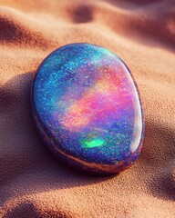 Poster - Opal stone shimmering with rainbow hues natural setting gemstone close-up vibrant colors abstract beauty