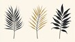 © Sinechana - 30.Stylish collection of abstract tropical palm leaves in a trendy minimal linear style; each leaf has distinct, simplified lines that capture natural curves, designed for versatility in logo design,