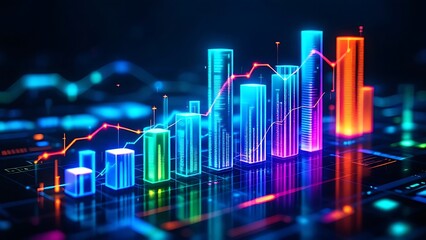 Wall Mural - e-commerce sales performance visualized with pulsating graphs showing growth trends, data analytics,