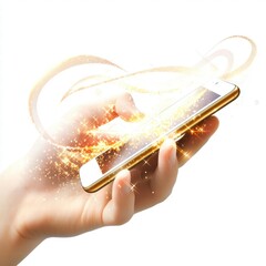 Poster - Touching technology transformative mobile interaction digital realm visual content futuristic atmosphere close-up view innovation