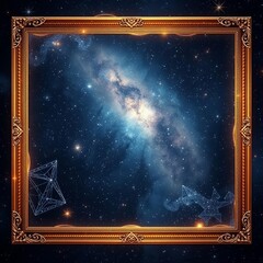 enchanting celestial galaxy themed frame with dramatic cosmic backdrop frame isolated frame border d