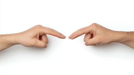 Poster - Hands forming a symmetrical triangle, clean white backdrop, symbolic of balance or focus, abstract concept