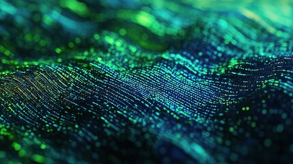Poster - Vibrant Digital Waves in Green and Blue Colors for Creative Projects