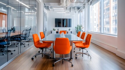 Poster - Modern coworking space with vibrant AI generated illustration