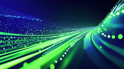 Poster - Vibrant Digital Interface with Flowing Light Patterns and Data Visuals