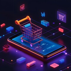 Poster - Modern e commerce theme with AI generated illustration