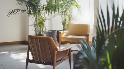 Poster - Modern office setup with neutral AI generated illustration