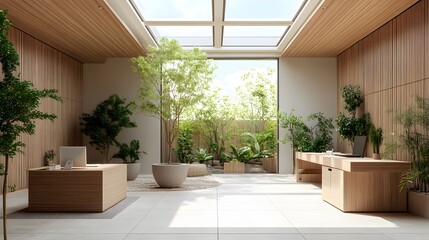 Poster - Modern office with bamboo furniture AI generated illustration