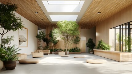Poster - Modern office with bamboo furniture AI generated illustration