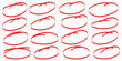 © Creative studio 111 - Set of hand drawn red circles and ovals. Highlight circle frames. Ellipses in doodle style. Vector illustration