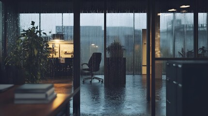 Poster - Moody office interior during a AI generated illustration