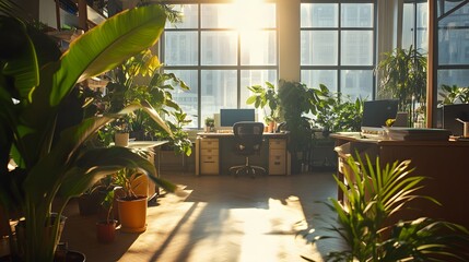 Poster - Morning sunlight streaming into an AI generated illustration