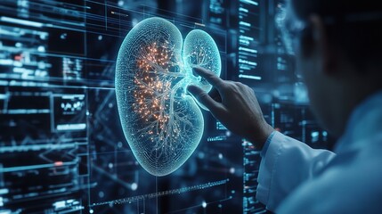 Poster - Doctor Analyzing Holographic Kidney Model in Virtual Environment
