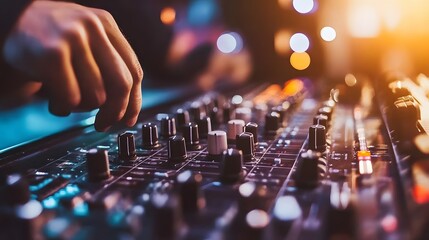 Poster - Music producer adjusting knobs on AI generated illustration