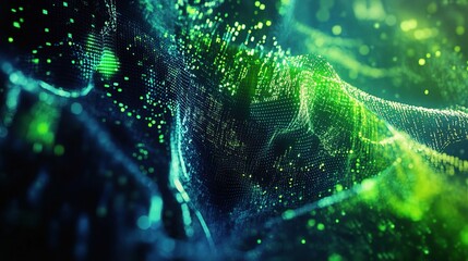 Poster - Abstract Digital Interface Design with Green and Blue Highlights
